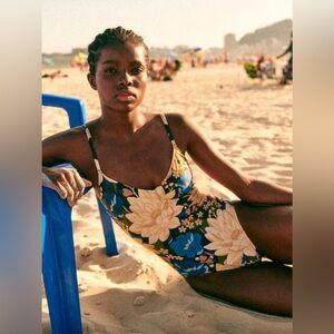 Sézane Ete Sauvage Farm Rio swimsuit in a floral print